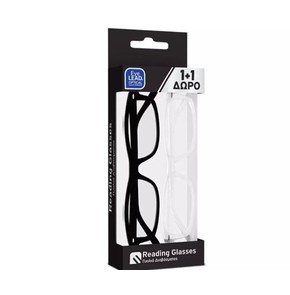 1+1 FREE Reading Glasses Black & Transparent, 2pcs