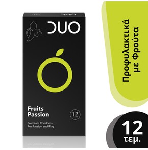  Duo Fruits Passion Flavored Condoms, 12 pieces