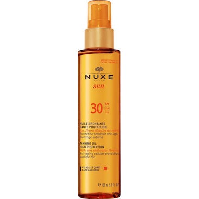 NUXE Sun Tanning Oil For Face And Body Αδιάβροχο Λάδι Μαυρίσματος Υφηλής Προστασίας Για Πρόσωπο & Σώμα, SPF30 150ml