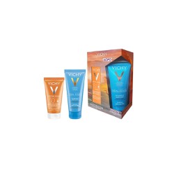 Vichy Promo Capital Soleil Dry Touch Protective Face Fluid Highly Protective Facial Sunscreen For Oily Combination Skin SPF50 50ml & Gift Capital Soleil Soothing After-Sun Milk Travel Size Soothing After-Sun Milk 100ml