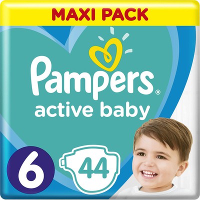 PAMPERS Baby Diapers Active Baby No.6 13-18Kgr 44 Pieces Maxi Pack