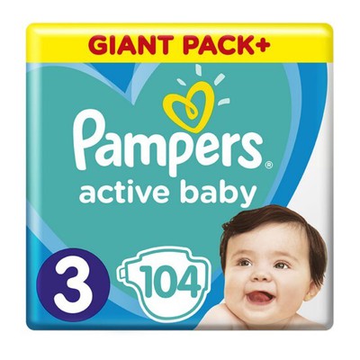 PAMPERS Βρεφικές Πάνες Active Baby No.3 6-10Kgr 104 Τεμάχια Giant Pack