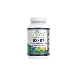Natural Vitamins D3 & K2 MK7 125mg Συμπλήρωμα Διατροφής 30 μασώμενες ταμπλέτες