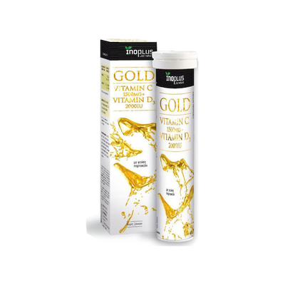 INOPLUS Gold Vitamin C 1500mg + Vitamin D3 2000IU Συμπλήρωμα Διατροφής Για Ενίσχυση Του Ανοσοποιητικού Με Γεύση Πορτοκάλι x20 Αναβράζοντα Δισκία