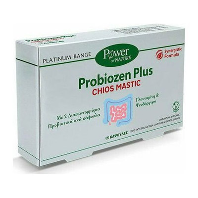 POWER HEALTH Platinum Range Probiozen Plus Chios Mastic υΣυμηρωμα Διατροφής Με Μαστίχα Χίου, Προβιοτικά, Γλουταμίνη & Ψευδάργυρο x15 Κάψουλες