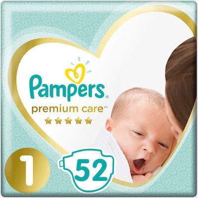 PAMPERS Baby Diapers Premium Care No.1 2-5Kgr 52 Pieces Jumbo Pack