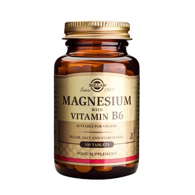 SOLGAR Magnesium With B6 Συμπλήρωμα Διατροφής Με Μαγνήσιο & Βιταμίνη B6 x100 Ταμπλέτες