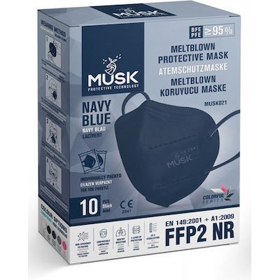 MUSK Meltblow Protective Mask FFP2 NR Προστατευτική Μάσκα Μιας Χρήσης Μπλε 20 Τεμάχια 2x10
