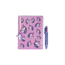 Fringoo Sequin Notebook + Pen Unicorn Pink/Blue 2 picies