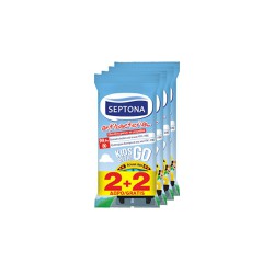 Septona Promo (2+2 Gift) Antibacterial Kids On The Go Antibacterial Hand Wipes 4x15 pieces