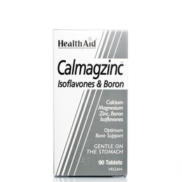 Health Aid Calmazinc Συμπλήρωμα Διατροφής 90Vegitab. Το προϊόν αυτό περιέχει Ασβέστιο, Μαγνήσιο, Βόριο και Ψευδάργυρο για την καλή υγεία των οστών.