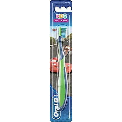 Oral-B Kids Disney Cars Soft Toothbrush Green - Blue Toothbrush for Kids 3-5 Years
