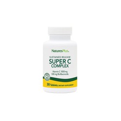 Natures Plus Super C Complex 1000mg Dietary Supplement Sustained Release With Vitamin C & Lemon Bioflavonoids For Strengthening The Immune System 30 tabs