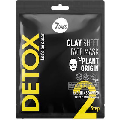 7DAYS Clay Sheet Face Mask Kaolin & Seaweed Μάσκα Για Βαθύ Καθαρισμό & Καταπολέμηση Της Λιπαρότητας