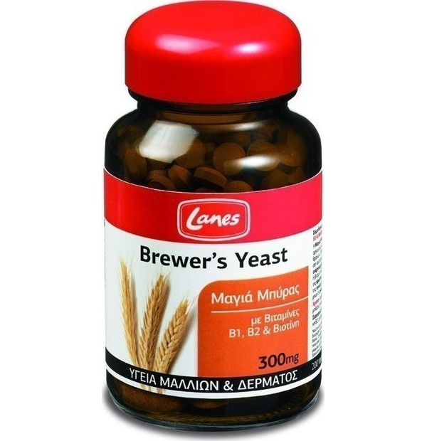 LANES Brewer's Yeast 300mg Brewer's Yeast with Vitamins B1, B2 & Biotin for Healthy Hair & Skin, 200tabs