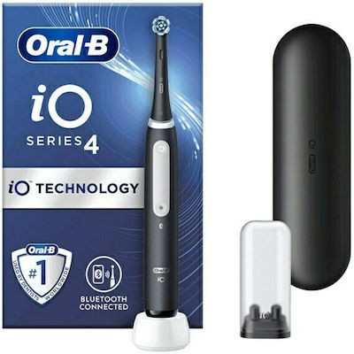 ORAL B  IO Series 4 Ηλεκτρική Οδοντόβουρτσα Με Χρονομετρητή, Αισθητήρα Πίεσης & Θήκη Ταξιδίου Black