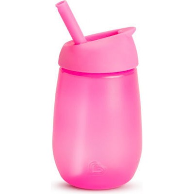MUNCHKIN Simple Clean Κύπελλο Πλαστικό Με Καλαμάκι Σιλικόνης Για 12+ Μηνών Ροζ 296ml