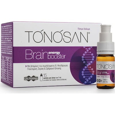 TONOSAN Brain Energy Booster για Ενίσχυση Μνήμης & Πνευματικής Απόδοσης 15 Φιαλίδια x 7mL
