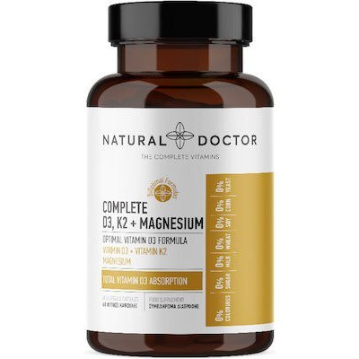 NATURAL DOCTOR Complete D3, K2 & Magnesium Dietary Supplement For Healthy Bones & Teeth, 60 Capsules