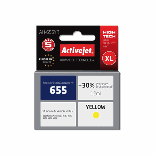 ACTIVE JET INK ΣΥΜΒΑΤΟ ΜΕ HP AH-655YR #655 YELLOW 