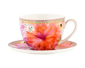 Maxwell Williams Φλυτζάνι 400ml με πιατάκι Πορσελάνη   Ροζ  Teas & C's Dahlia Daze-Σε Συσκευασία Δώρου