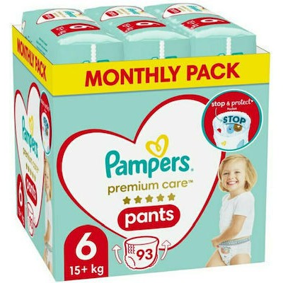 PAMPERS Pampers Monthly Premium Care Pants Πάνες-Βρακάκι Νο6 (+15kg) x93 Τεμάχια
