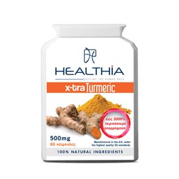 Healthia X-tra Turmeric 500mg Συμπλήρωμα Διατροφής με Κουρκούμη, 60 caps