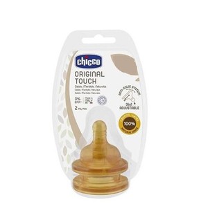 Chicco Original Touch 0m+ Teat Latex Food Flow, 2p