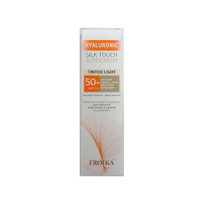 FROIKA Hyaluronic Silk Touch Sunscreen Tinted Cream Light SPF50+, Αδιάβροχη Αντηλιακή Κρέμα Προσώπου Με Χρώμα 50ml