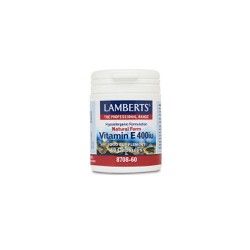 Lamberts Vitamin E 400iu Natural Form As D-Alpha Tocopherol Dietary Supplement With Natural Vitamin E With Antioxidant Action 60 capsules