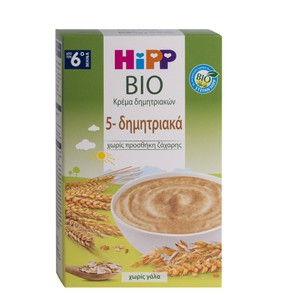 Hipp Bio Κρέμα 5-Δημητριακών 6m+ Χωρίς Ζάχαρη, 200