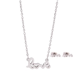 Dalee Stainless Steel Love Necklace & Earrings Set
