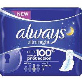 Always Ultra Night Sanitary Towels Wings, 7pcs