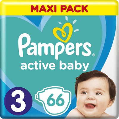PAMPERS Baby Diapers Active Baby No.3 6-10Kgr 66 Pieces Maxi Pack