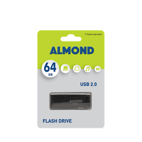 ALMOND FLASH DRIVE USB 2.0 64GB PRIME ΜΑΥΡΟ