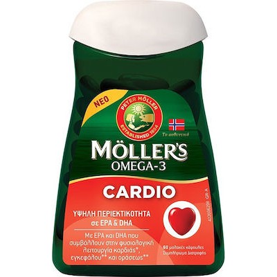 MOLLER`S Cardio Omega 3 Συμπυκνωμένο Ιχθυέλαιο Με Υψηλή Περιεκτικότητα Σε EPA & DHA 60 Μαλακές Κάψουλες