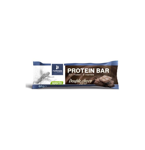MyElements Sports Protein Bar Mπάρα Πρωτεΐνης εμπλουτισμένη με βιταμίνες, με γεύση Διπλή Σοκολάτα, 60gr