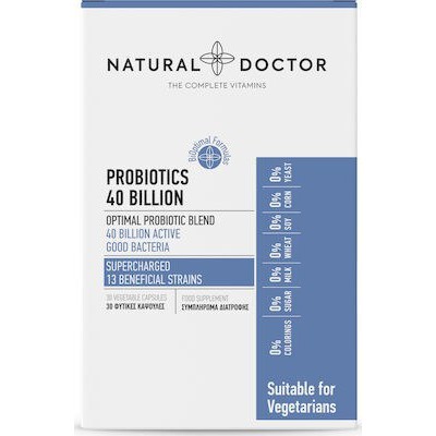 NATURAL DOCTOR Probiotics 40 Billion Συμπλήρωμα Διατροφής Προβιοτικών 30 Φυτικές Κάψουλες