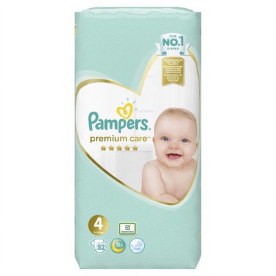 PAMPERS Baby Diapers Premium Care No.4 8-14Kgr 52 Pieces Jumbo Pack