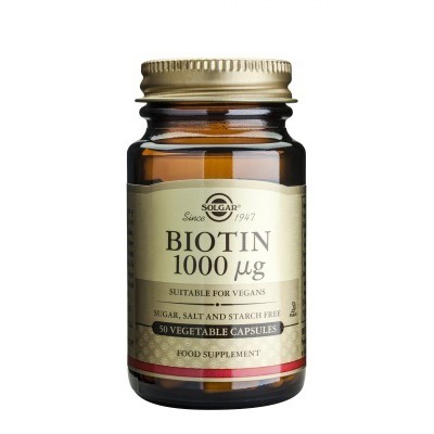 SOLGAR Biotin 1000μg Συμπλήρωμα Διατροφής Με Βιοτίνη Για Την Ομαλή Ανάπτυξη Των Κυττάρων x50 Φυτικές Κάψουλες