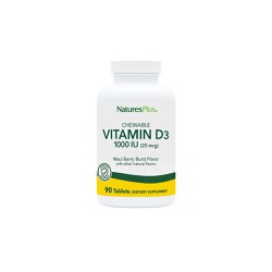 Natures Plus Adult's Chewable Vitamin D3 1000 I.U. Συμπλήρωμα Διατροφής Βιταμίνης D3 90 ταμπλέτες