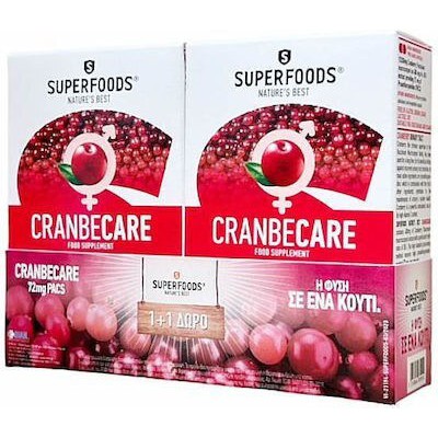 SUPERFOODS Cranbecare Συμπλήρωμα Διατροφής Για Την Υγεία Του Ουροποιητικού 30 Κάψουλες + 30 ΔΩΡΟ