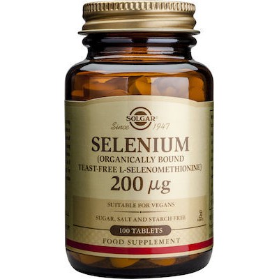 SOLGAR Selenium 200μg Συμπλήρωμα Διατροφής Σελήνιο Ιδανικό Για Τόνωση Ανοσοποιητικού & Υπολειτουργία Θυροειδούς - Υγεία Μαλλιών & Νυχιών, 100 Ταμπλέτες