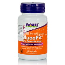 Now GlucoFit 18% Corosolic Acid - Χοληστερίνη, 60 softgels