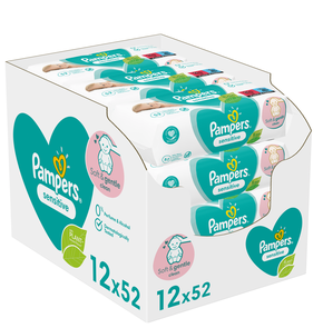 Pampers Wipes Sensitive Monthly Box 12x52pcs (624p