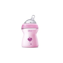 Chicco Natural Feeling Plastic Baby Bottle Moderate Flow For 2m+ With Silicone Thimble 250ml
