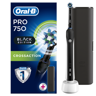 ORAL-B Ηλεκτρική Οδοντόβουρτσα Pro 750 Cross Action Black + Δώρο Θήκη