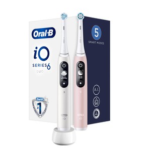Oral B IO6 Duo White & Pink-Electric Toothbrush, 2