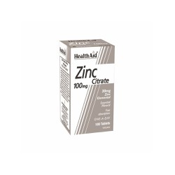 Health Aid Zinc Citrate 100mg Συμπλήρωμα Διατροφής Με Ψευδάργυρο Για Τη Φυσιολογική Λειτουργία Του Ανοσοποιητικού 100 ταμπλέτες