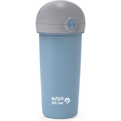 NAVA Μπουκάλι Πλαστικό Με Καλαμάκι Σιλικόνης We Care Σε Γαλάζιο Χρώμα 380ml (10-259-041)